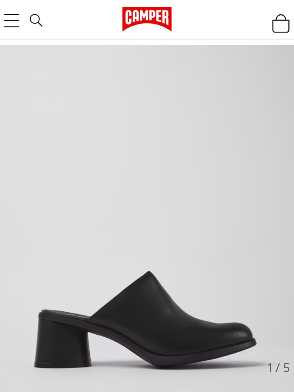 Camper Kiara Women's Black Leather Mule Heel